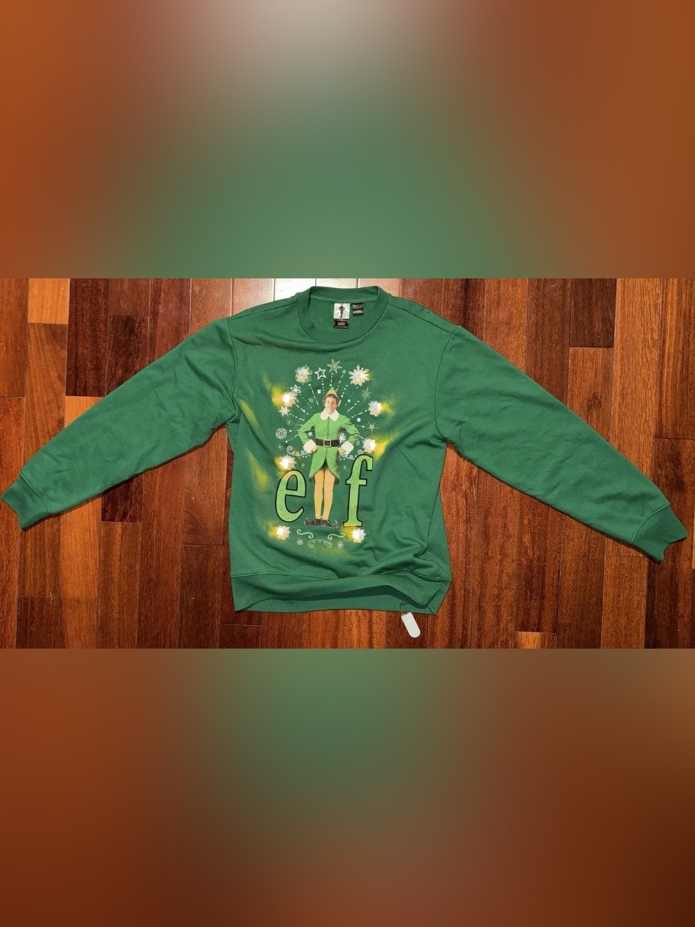 Elf Movie Ugly Sweater; Buddy Green Light Up; Size Small; Crewneck